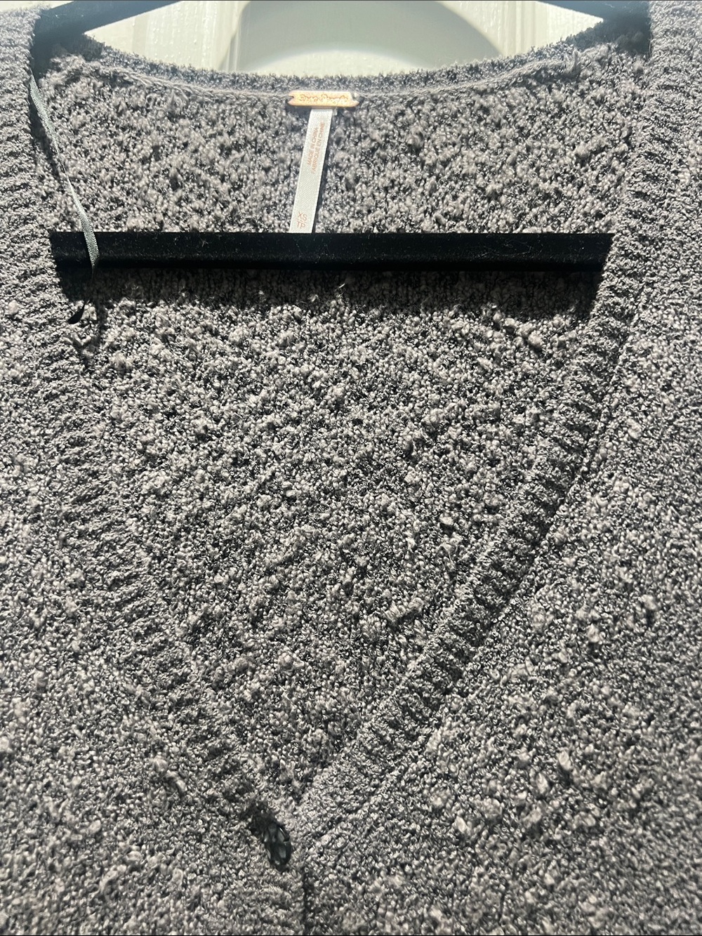 Free People Charcoal Textured V-Neck Button Cardigan - Picture 5 of 10